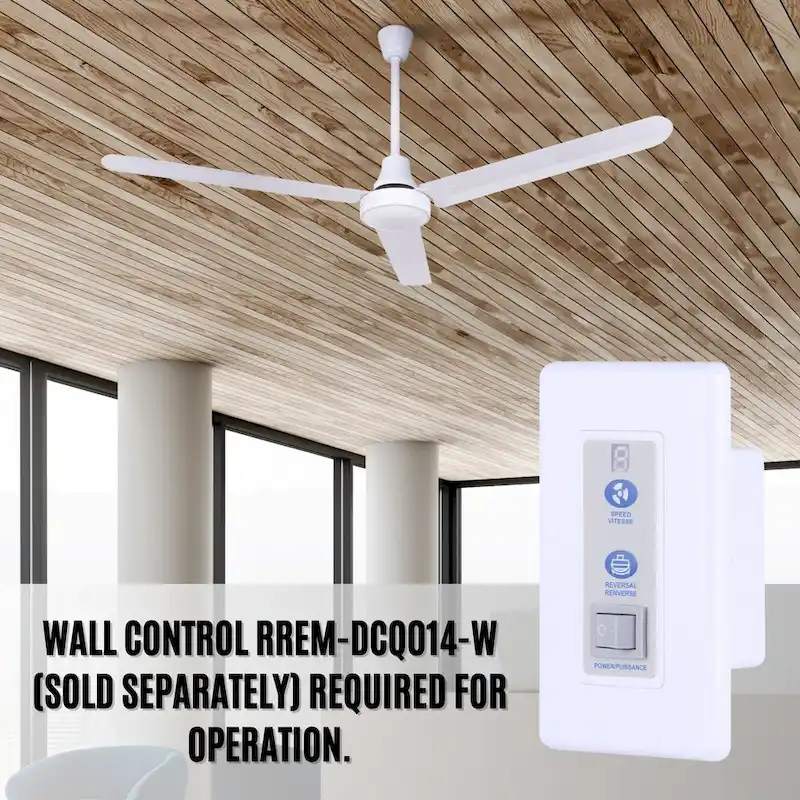 56-Inch Industrial Ceiling Fan White DC Fan with 36  Downrod for High Ceilings