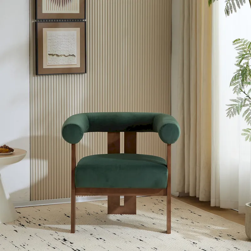 Velvet Round Arm Accent Chair - Single Seat