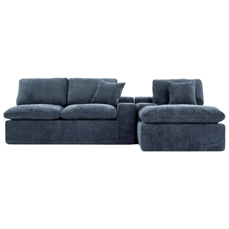 L-Shaped Reversible Sectional Sofa Chenille Fabric Couch Chaise