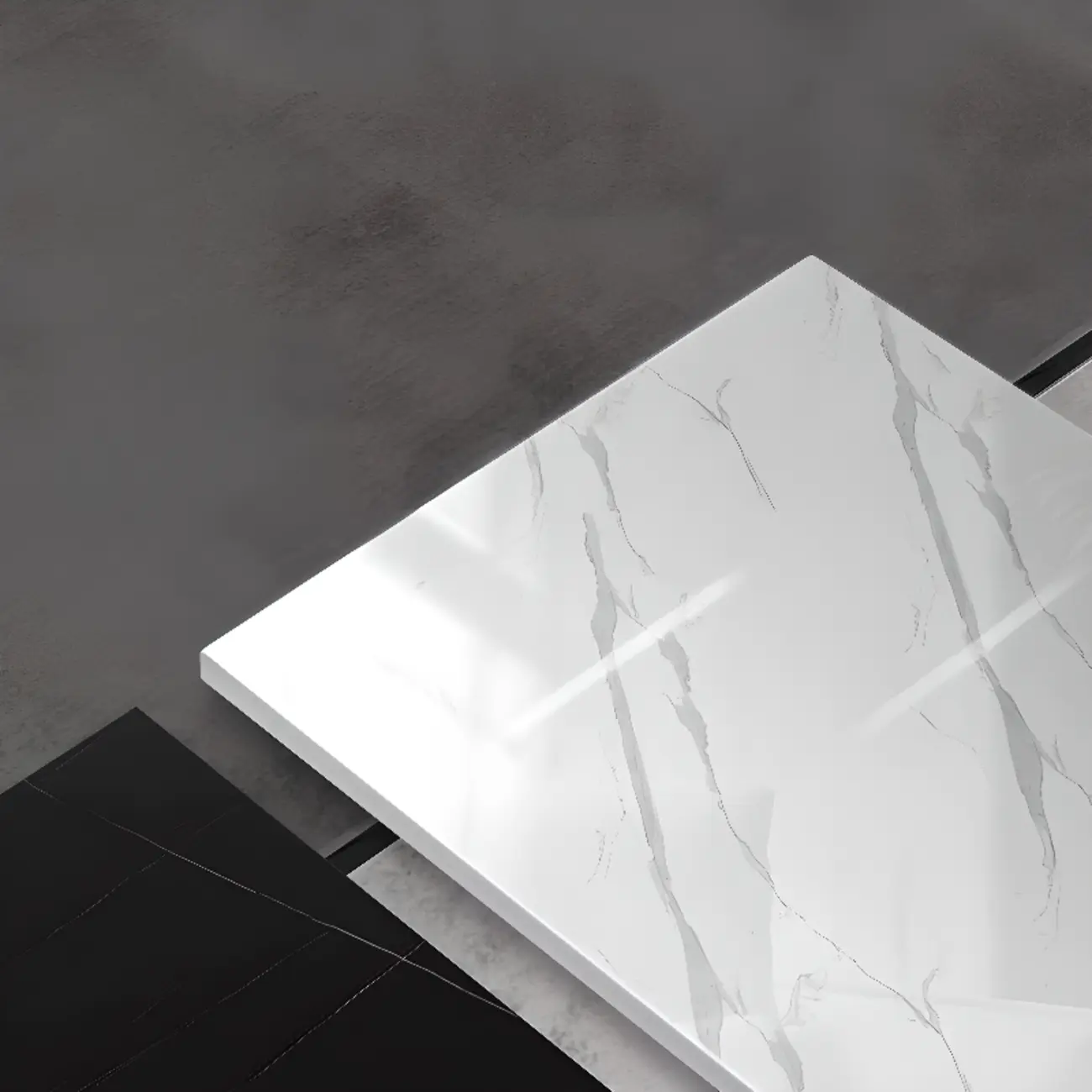 Modern White/Black Buffet Table with Cabinets