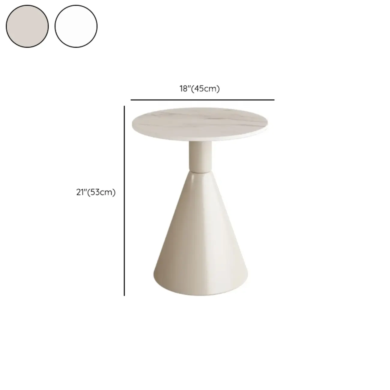 Modish Stone Round End Table with Metal Base