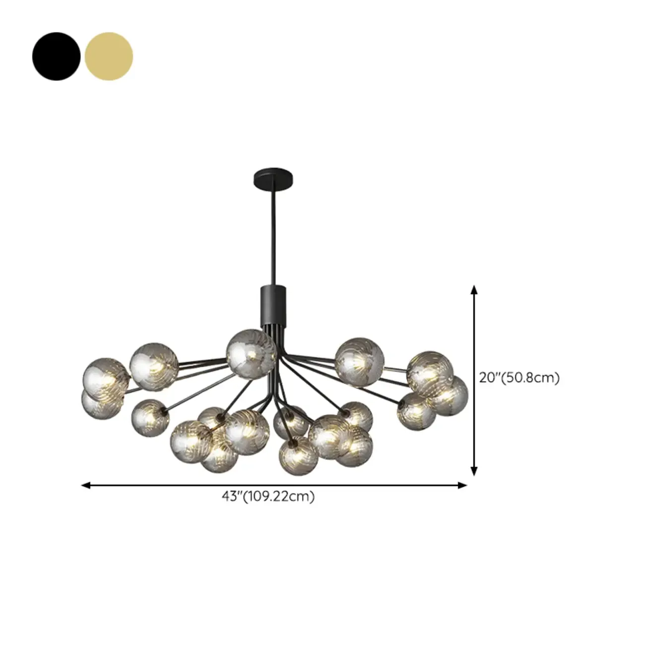 2-Tier Modern Globe Chandelier Adjustable Hanging Length
