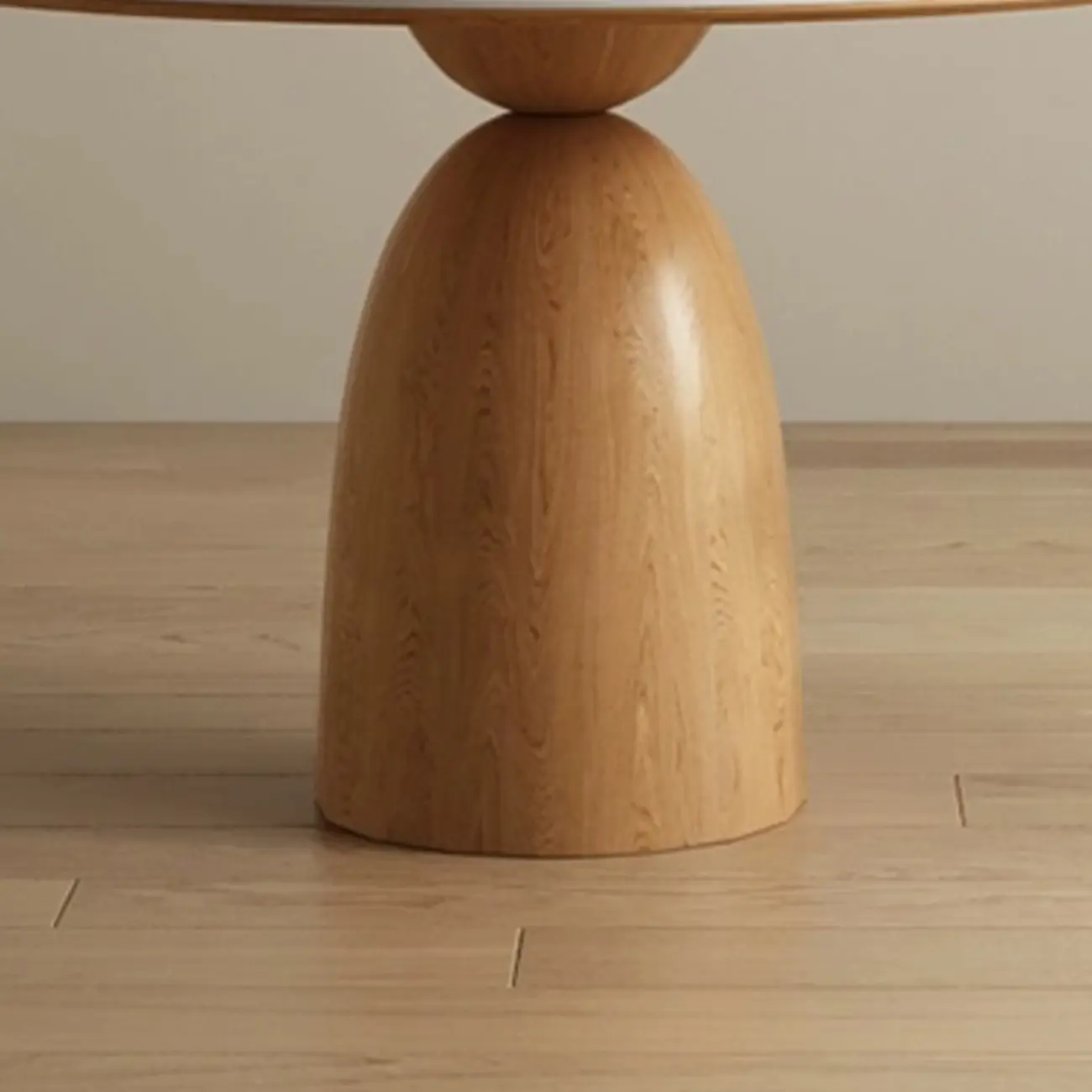 Modern White Stone Natural Wood Round Dining Table