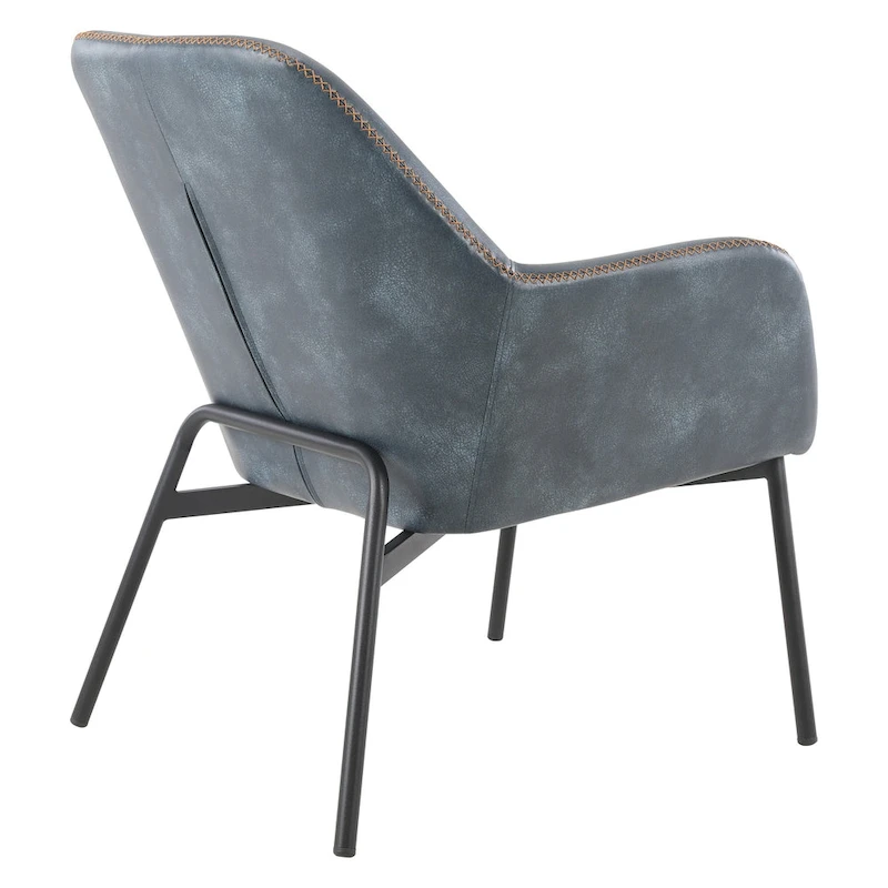 Brooks Accent Chair in Faux Leather with Stitch and Black Legs