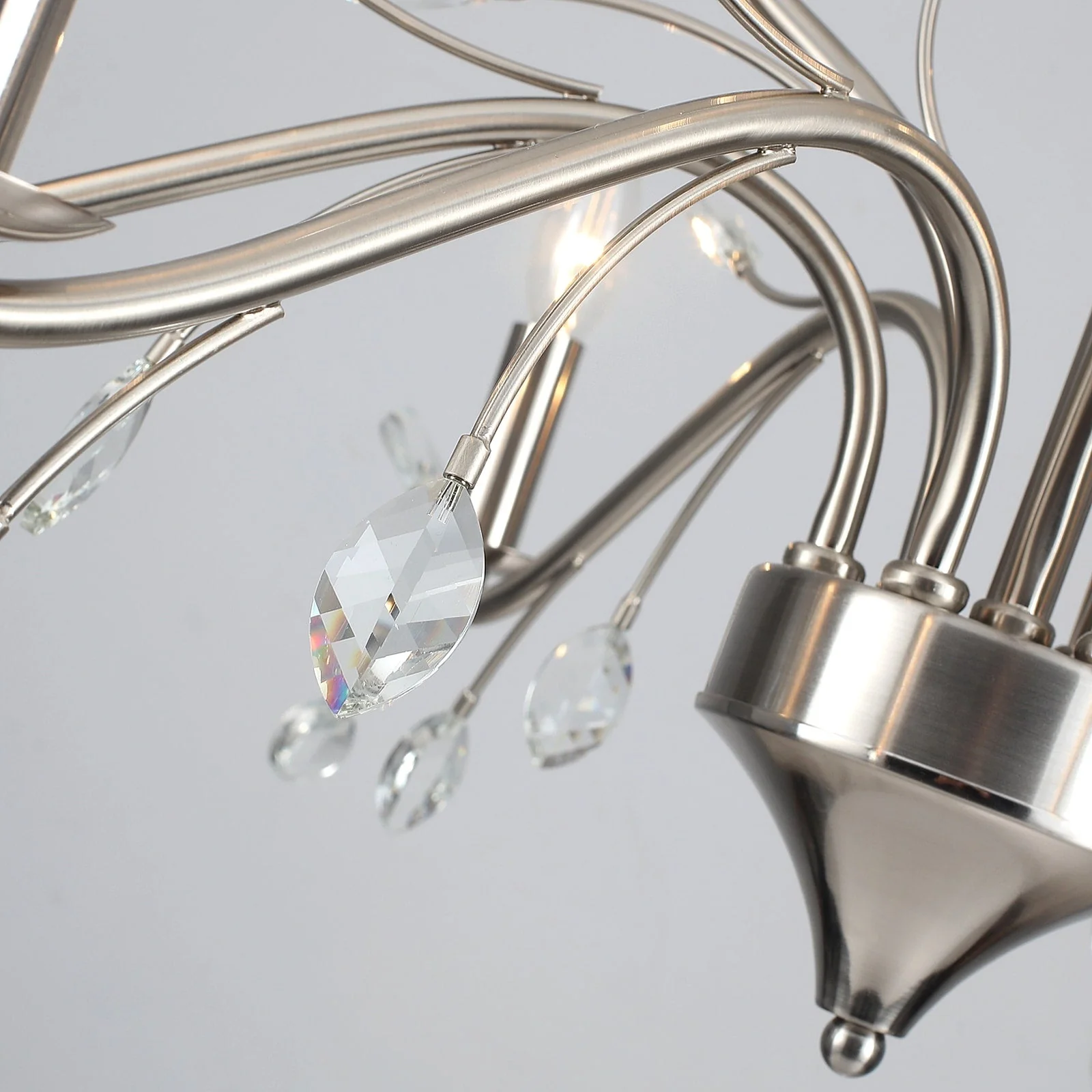 Farmhouse Retro Tree Branch Crystal Chandelier Candle-Style Pendant Light