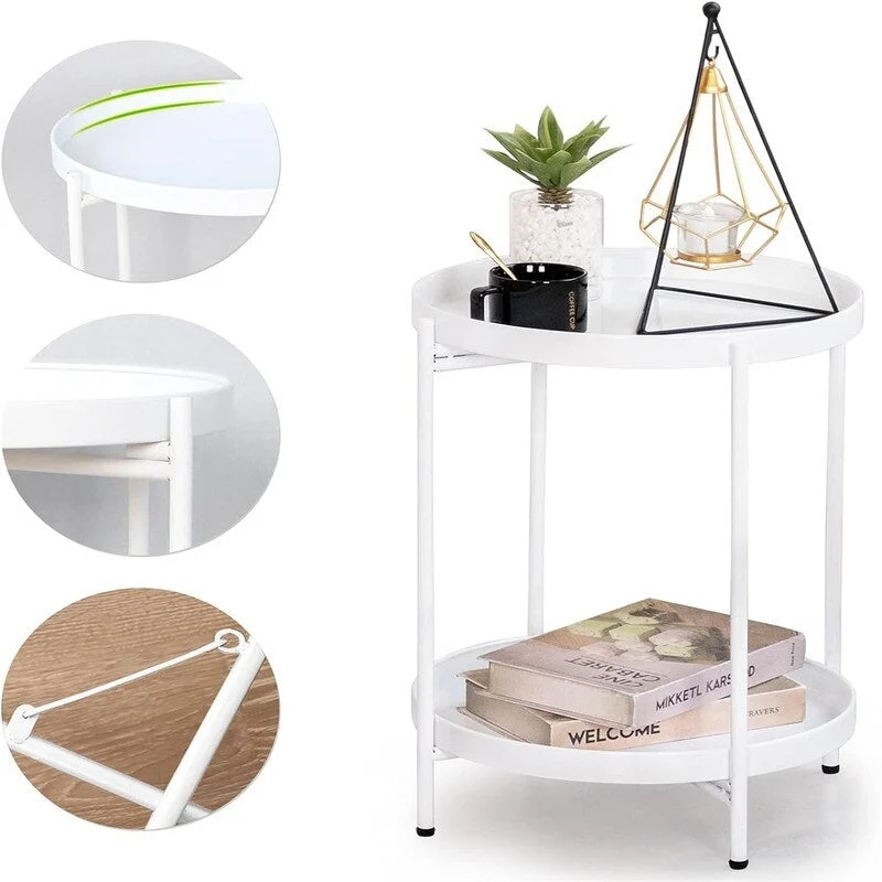 Table 2-Tier Metal Sofa Side Table - 15D x 15W x 20H