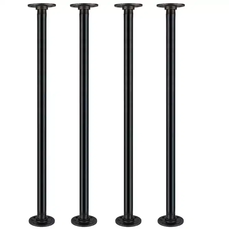Pipe Decor 1 in. x 30 in. Noir Black Round Flange Pipe Table Legs - 4 Pack