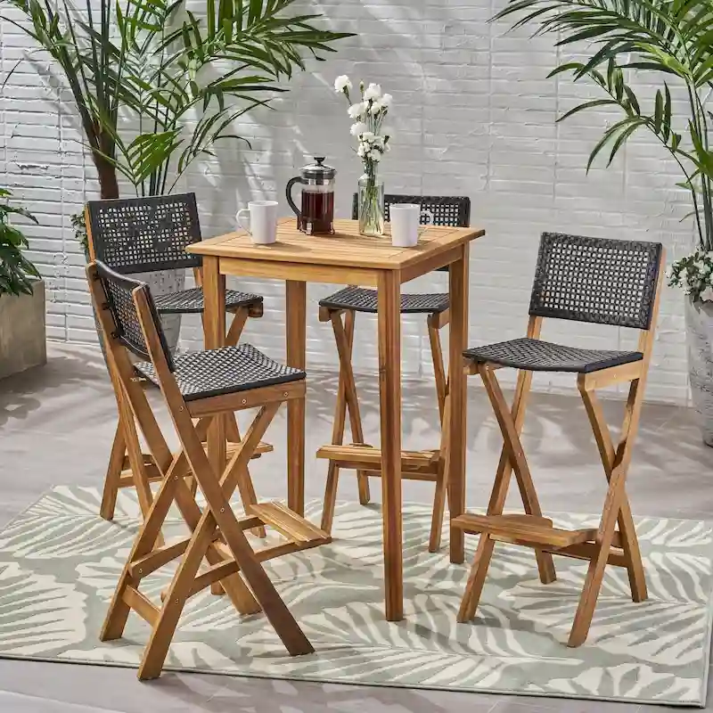 Polaris Wood and Wicker 5-piece Outdoor Bar Height Dining Set by Christopher Knight Home