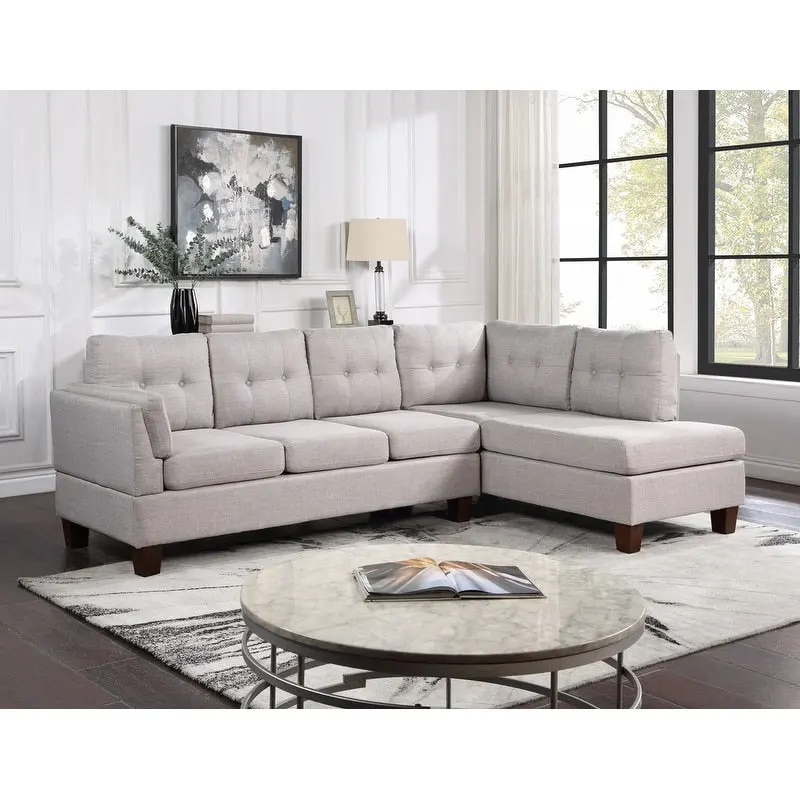 Dalia Linen Modern Sectional Sofa with Right Facing Chaise