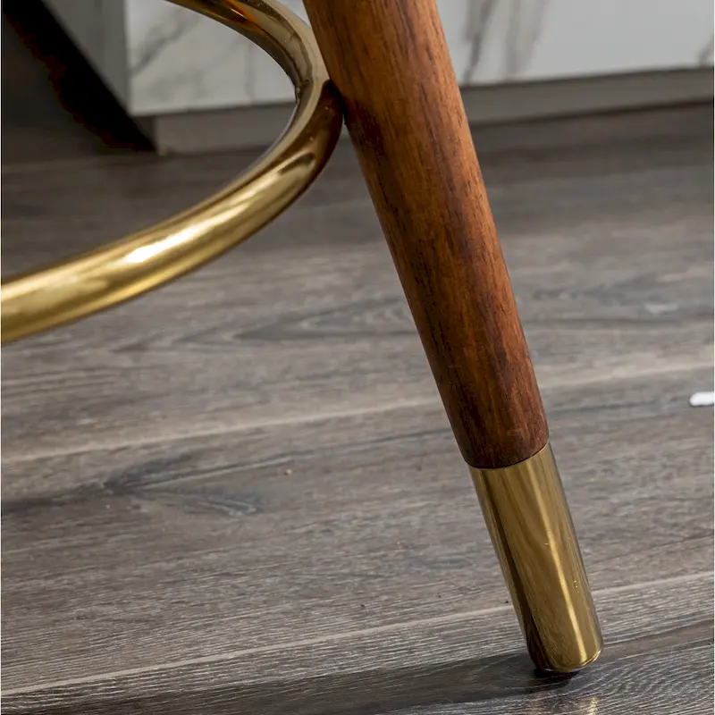 White 23.88   Upholstered Swivel Stool with Wood Frame