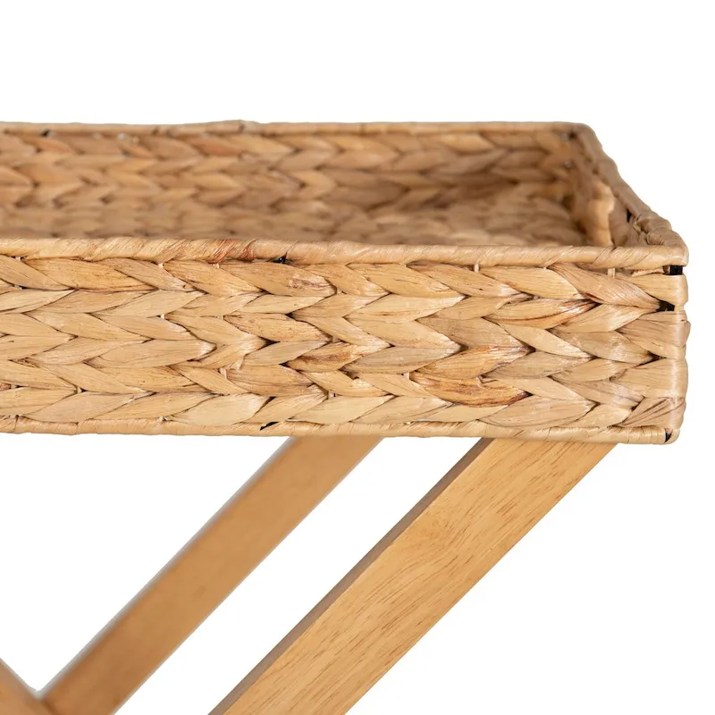 Christiansen Natural Hyacinth Foldable Snack Table with Removable Tray