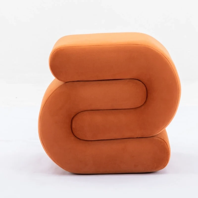 Velvet Fabric S-shape Ottoman Makeup Stool Footstool