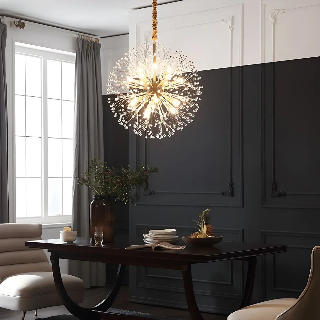 Modern Adjustable Gold Crystal Sputnik Starburst Chandelier