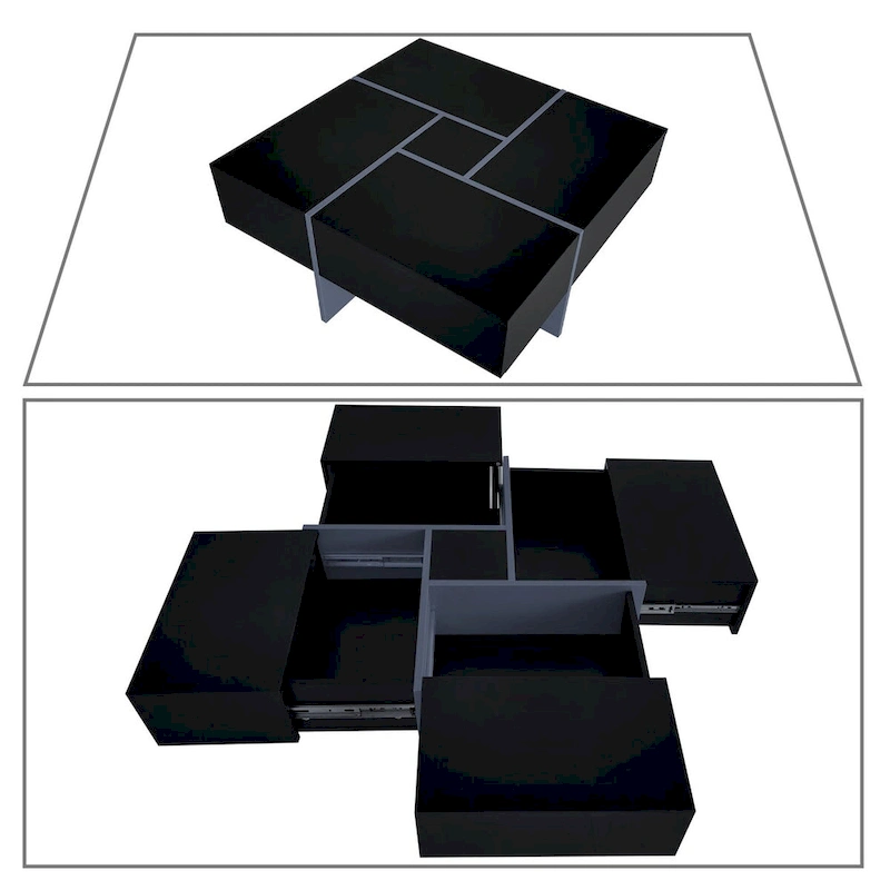 Unique Stylish Wooden Coffee Table with Sliding Extended Table Top