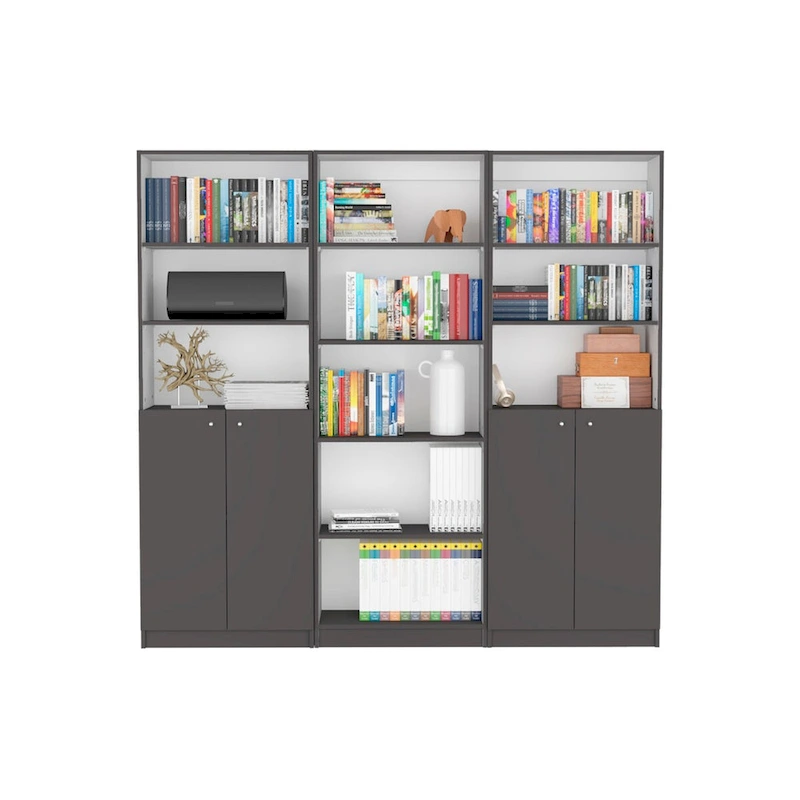 Kenyon 74 Wide 5-Shelf Double Cabinet Bookcase Set of 3