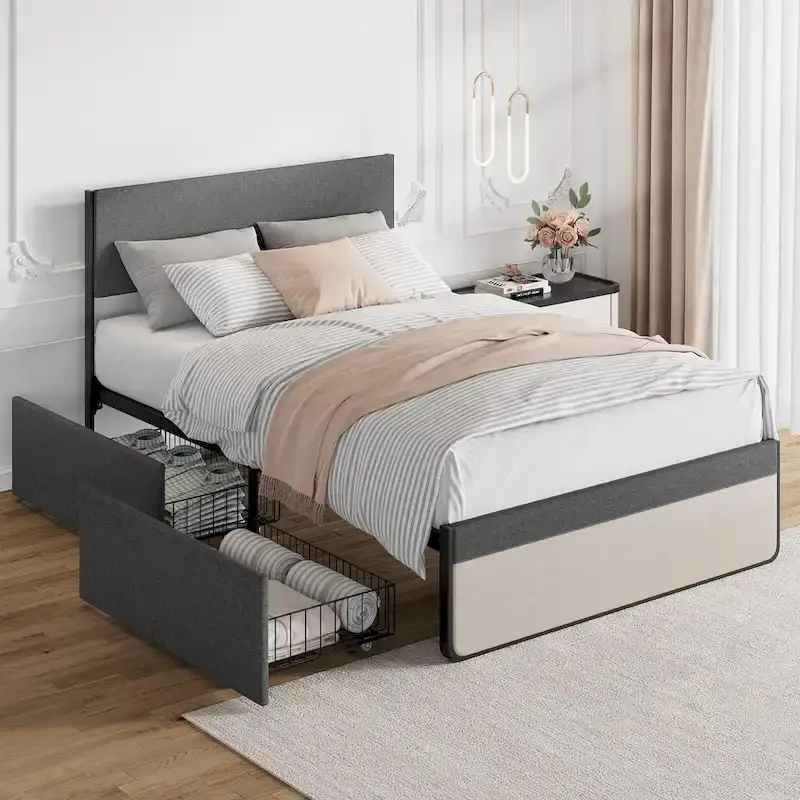 Bed Frame with 2 Storage Drawers