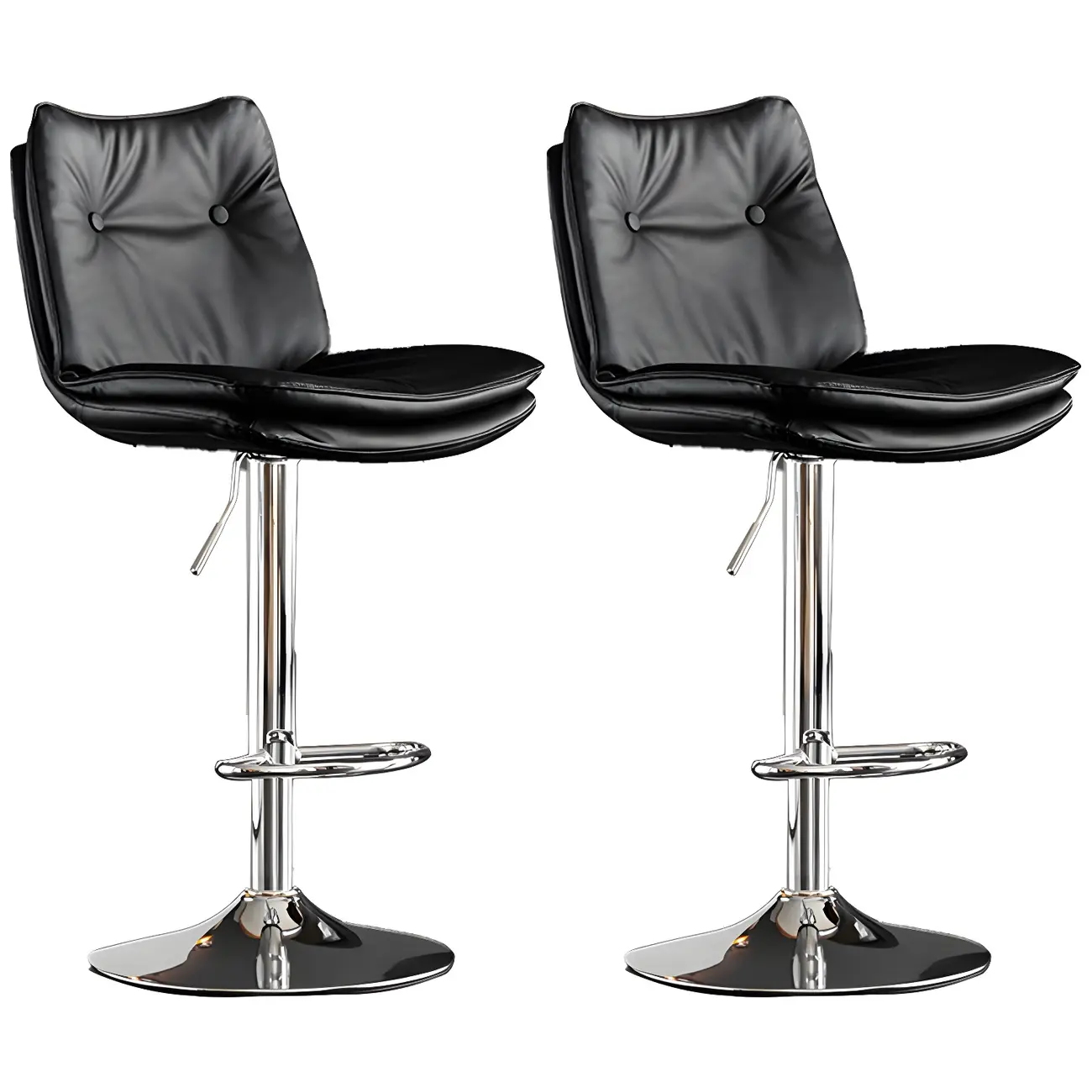 Modern Adjustable Leather Swivel Bar Stools