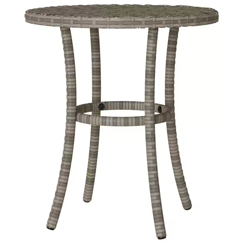 vidaXL 3-Piece Poly Rattan Bistro Set - Adjustable Reclining Chairs with Cushions & Round Table, Weather-Resistant, Gray/Navy Blue