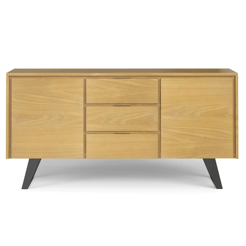 WYNDENHALL Mitchell Metal 60 inch Wide Rectangle Modern Industrial Sideboard Buffet in OAK WOOD - 60 x 17 x 30