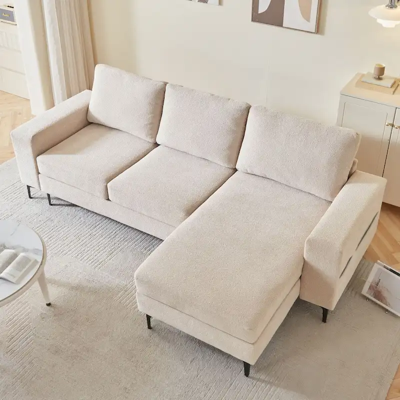 HOOOWOOO L-Shaped Upholstered Sofa Couch with Metal Legs
