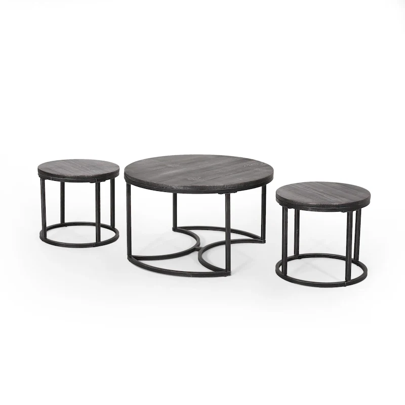 Gerrish Modern Industrial Coffee Table Set by Christopher Knight Home