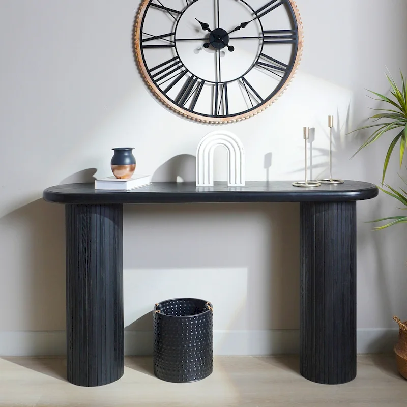 60  Wood Console Table with Ribbed Legs