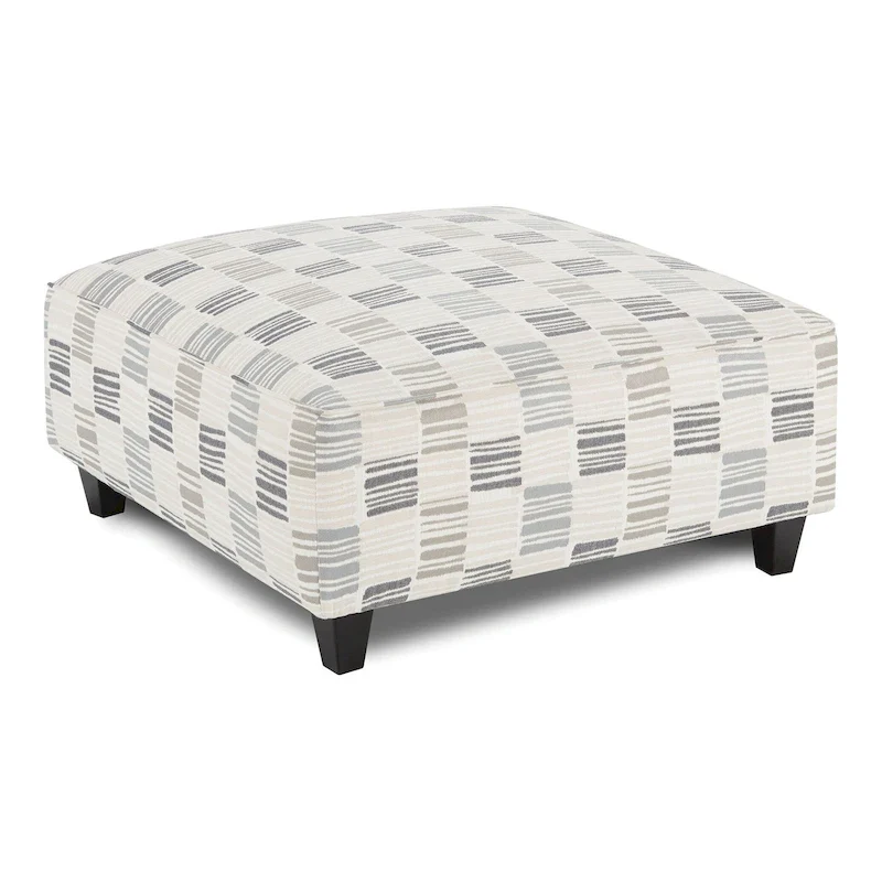 Square Cocktail Ottoman, Stripe Multi, Soft Weave Fabric, Single