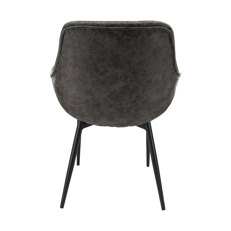 LeisureMod Dining Arm Chair With Metal Legs Set of 2 - Olive Green - 24.5Dx25.2Wx33H