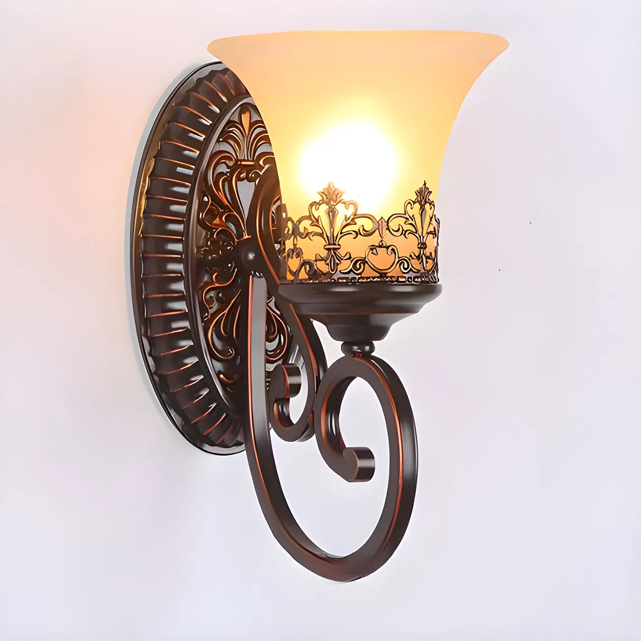 Vintage Bronze LED Wall Sconce with Frosted Glass Shade