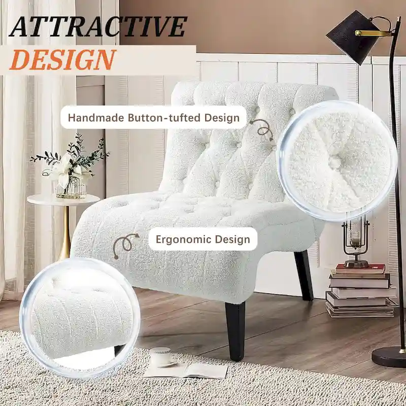 Set of 2 Armless Accent Upholstered Lounge Chair