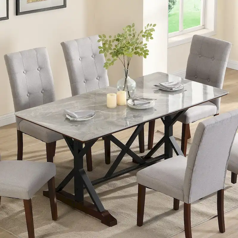 Sintered Stone Dining Table - Rectangular, Seats 6 (Gray)