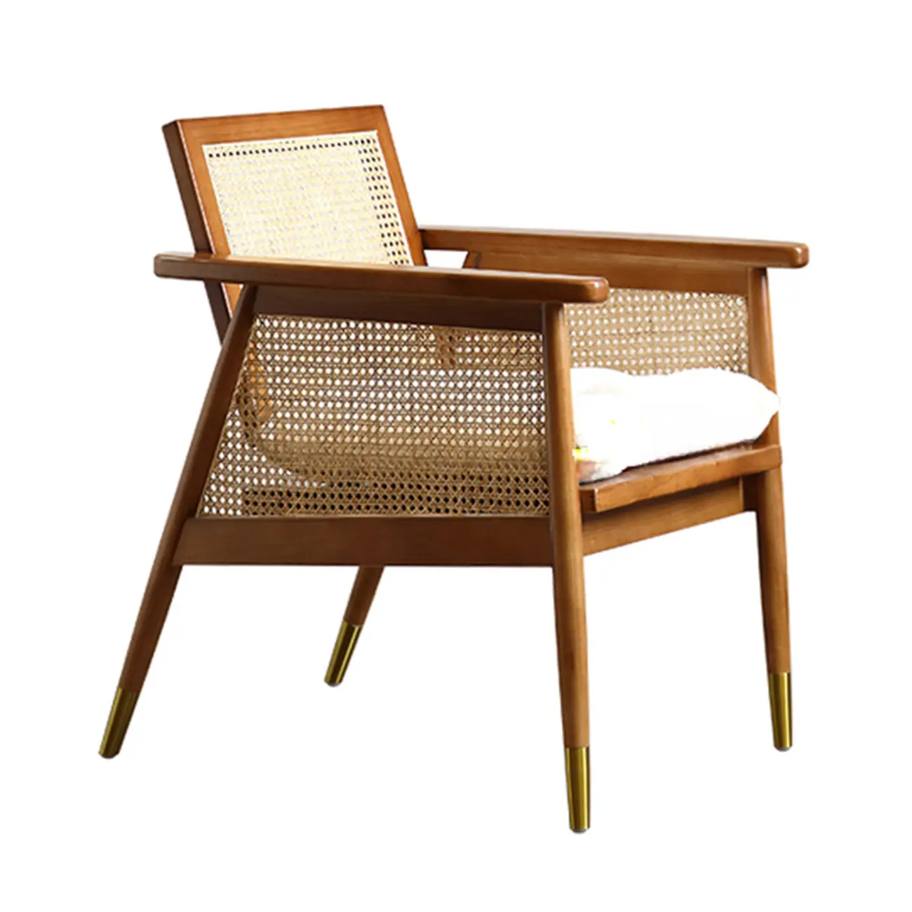 Glam Flannel High Back White Arm Accent Chair