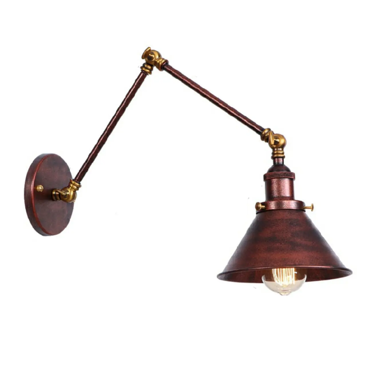 16-Inch Swing Arm Retro Metal Adjustable Wall Light