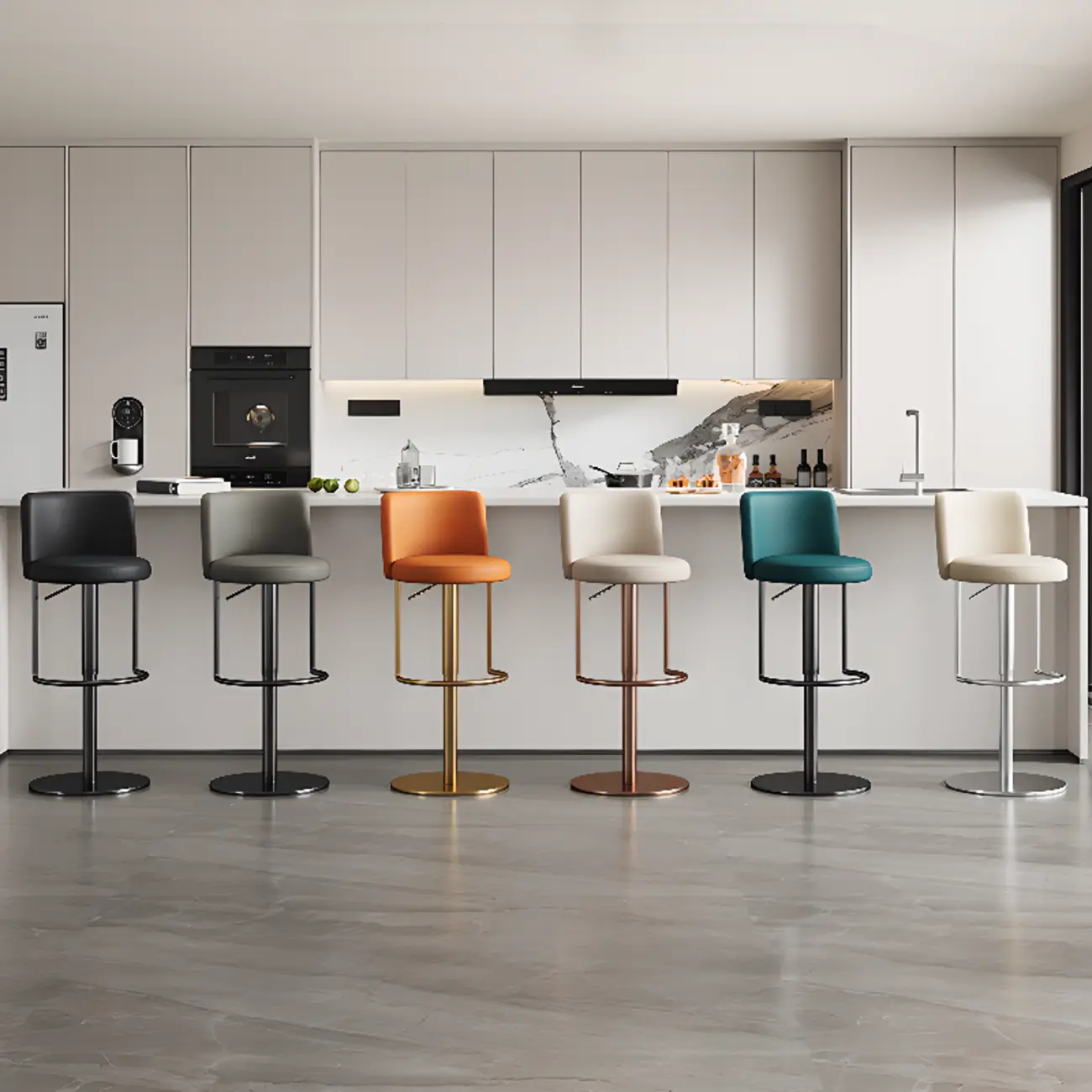 Modern Stainless Steel Swivel Bar Stool Adjustable Height