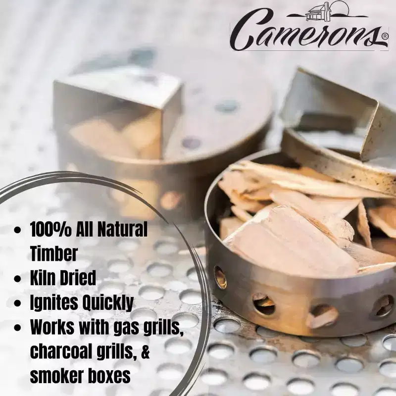 Camerons Products Smoking Chips - (Apple) ~2 Pound Bag 260 cu. in.- Kiln Dried All Natural Coarse Wood Smoker Chunks- Barbecue Chips