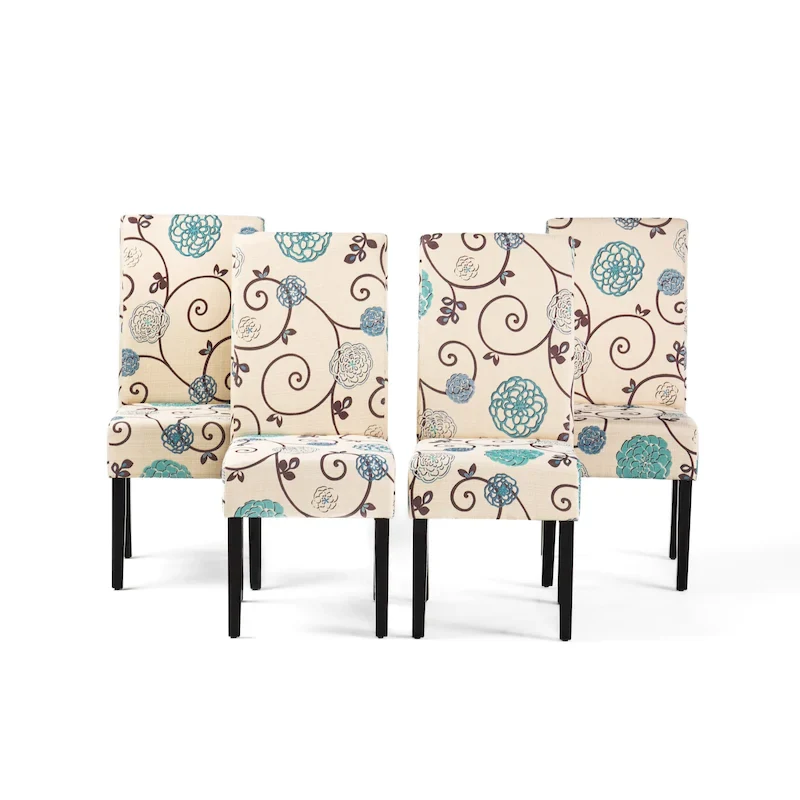 Patterned Upholstered Dining Chairs (Set of 4)