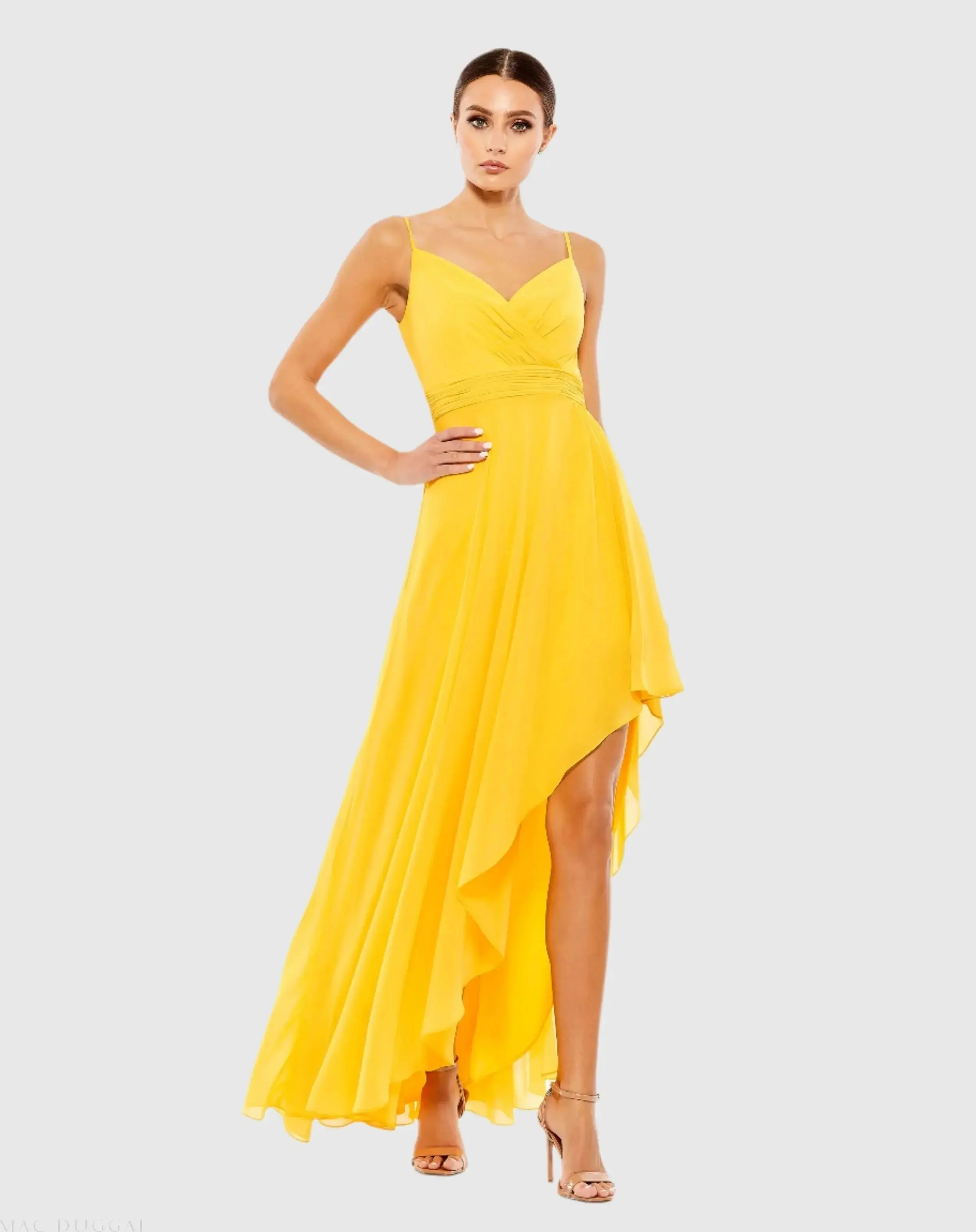 Asymmetrical Hem Chiffon Maxi Dress