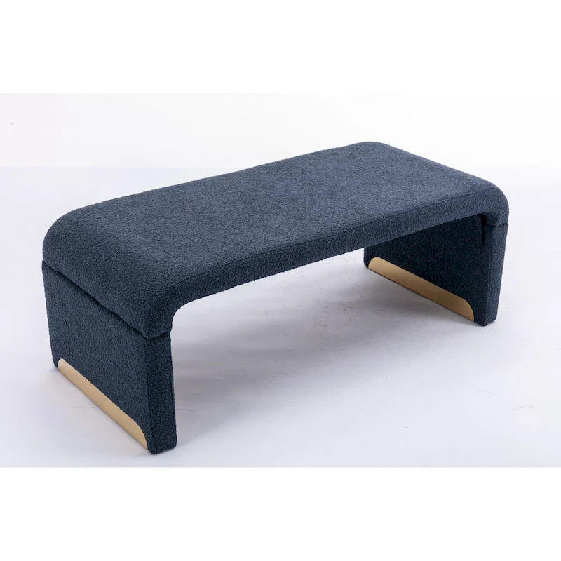 Modern New Boucle Fabric Loveseat Ottoman Footstool Bedroom Bench Shoe Bench With Gold Metal Legs