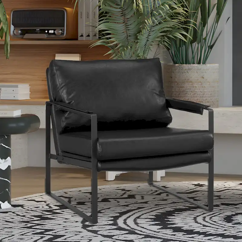 Art Leon Modern PU Leather Upholstered Arm Chair with Steel Frame