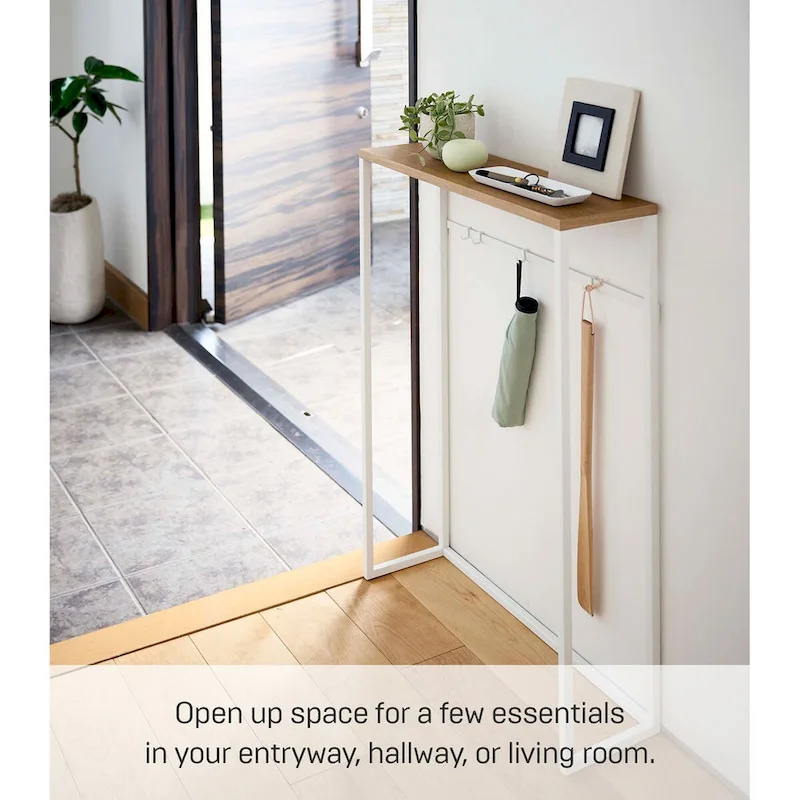 Yamazaki Home Narrow Entryway Console Table, Steel, Holds 11 lbs - L 7.28 x W 23.62 x H 31.69 inches