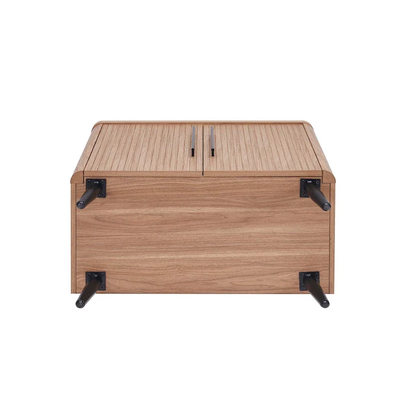 Wood Ribbed Accent Cabinet with Black Metal Legs - 32 inch TV Stand