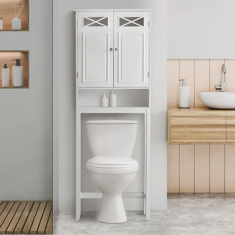 Teamson Home Dawson Over-the-Toilet Space Saver, White - 8 L x 25 W x 68 H