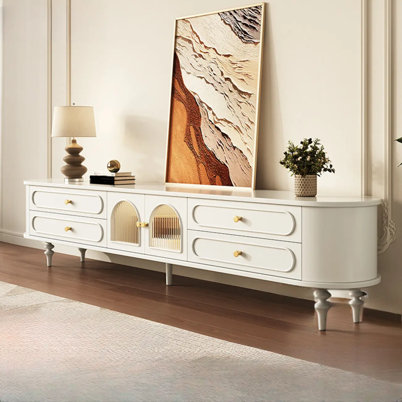 Wooden Scandinavian TV Stand with Cable Management