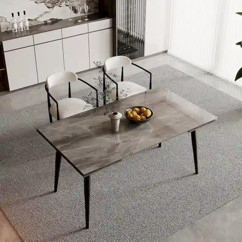 94.48 Rectangular Extendable Sintered Stone Dining Table