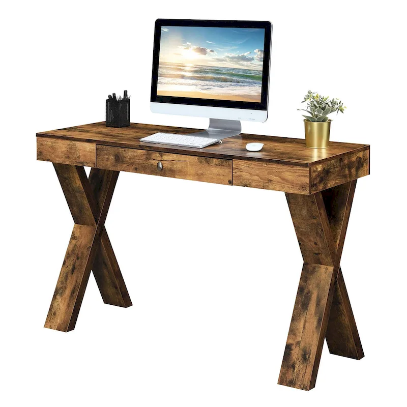 1 Drawer Desk with Crisscross Legs
