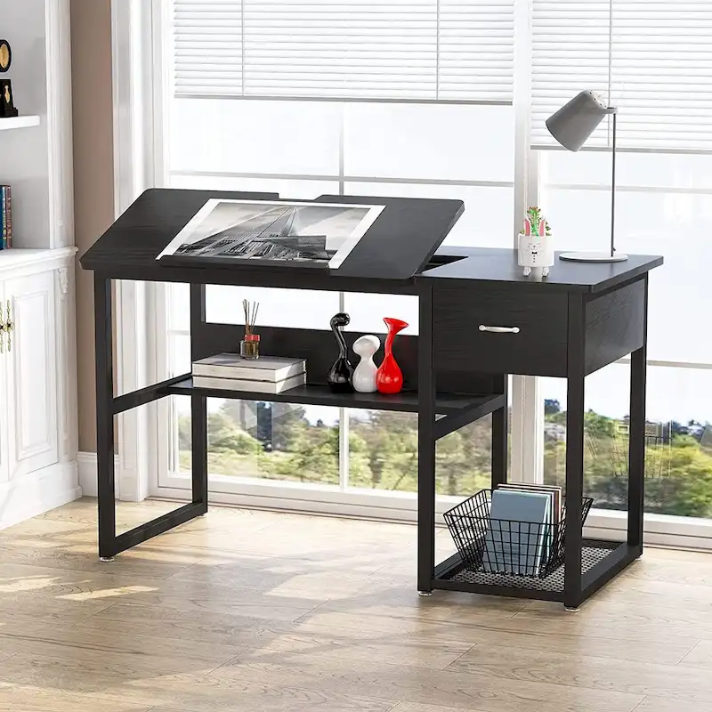 Drafting Table Drawing Computer Desk Artist Craft Table with Adjustable Top