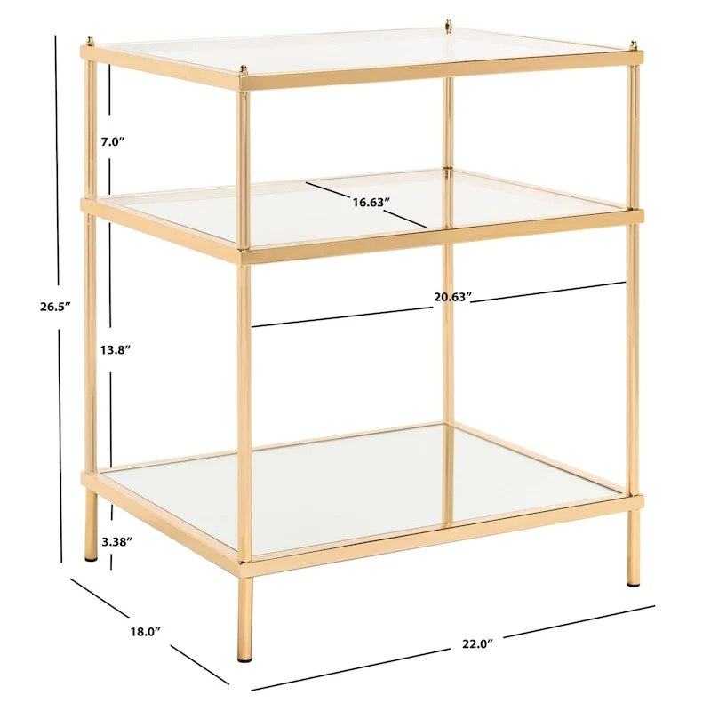 SAFAVIEH Vida 3-Tier Accent Table - 22 W x 18 D x 27 H - 22Wx18Dx27H
