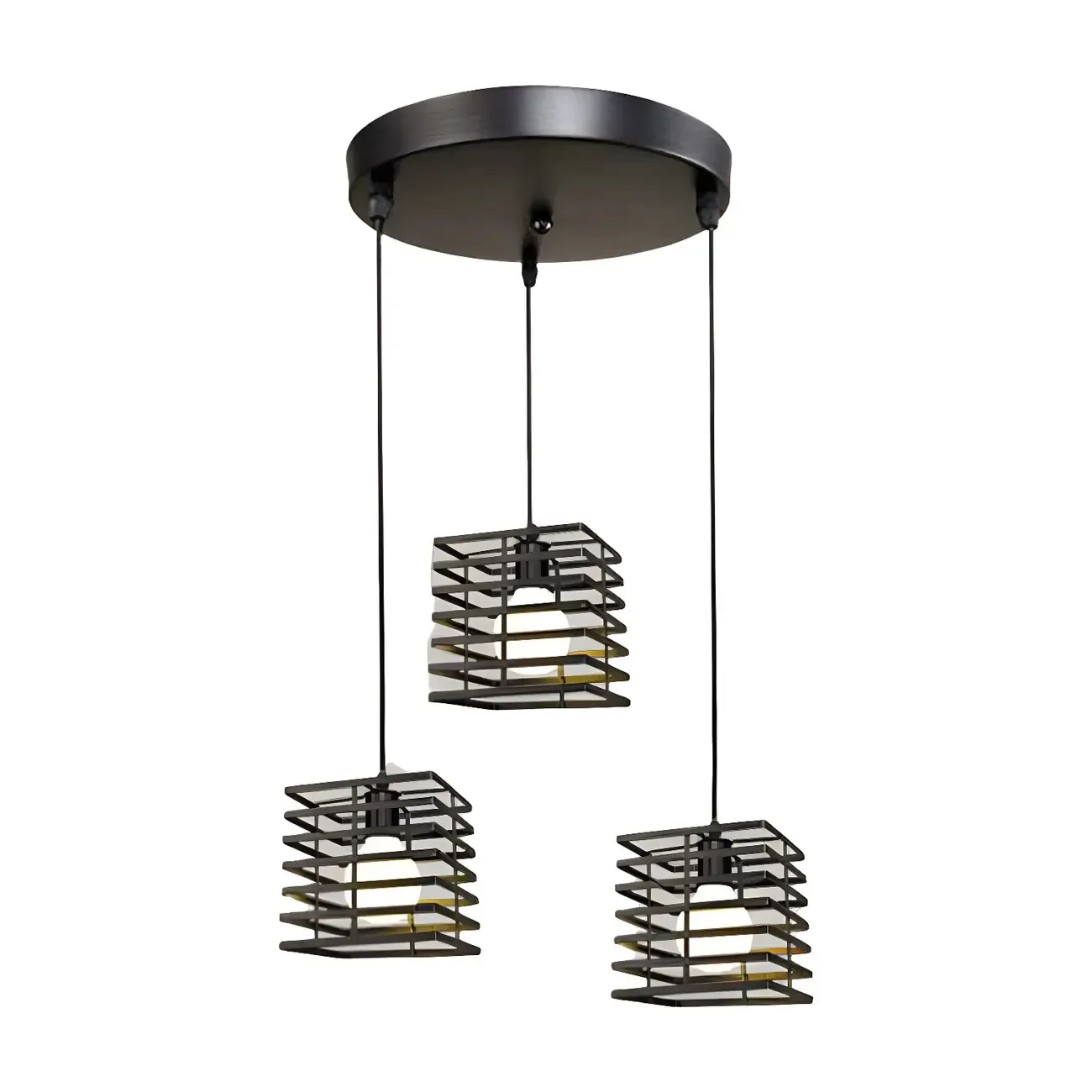 Industrial Black 3-Light Lantern Pendant Light