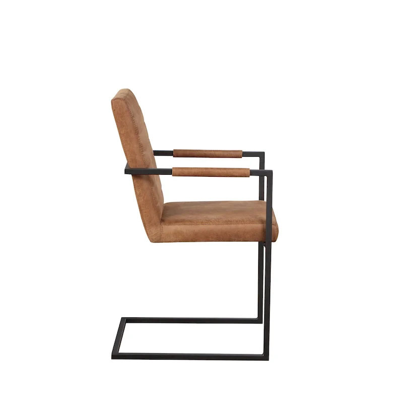 Brown Upholstered Dining Chairs with Sled Base - Set of 2