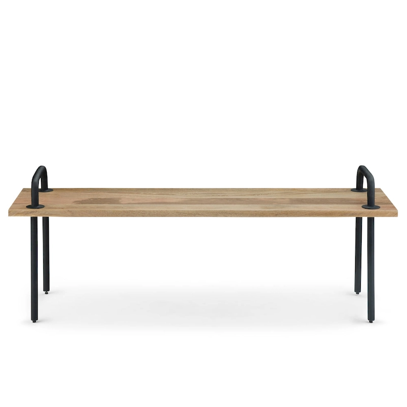 WYNDENHALL Sera SOLID MANGO WOOD 55 inch Wide Industrial Entryway Bench in Natural - 55.1 x 15 x 20.1